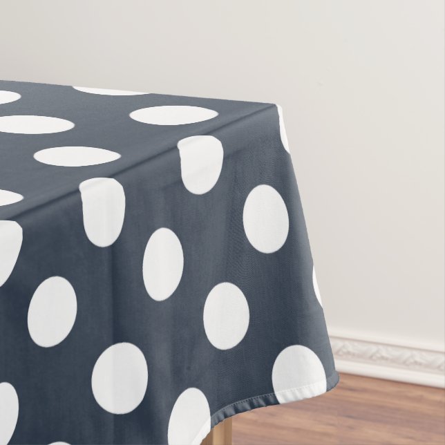White polka dots on blue-gray tablecloth (In Situ)