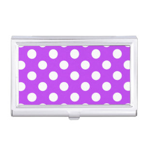 White polka dots on bright purple business card holder