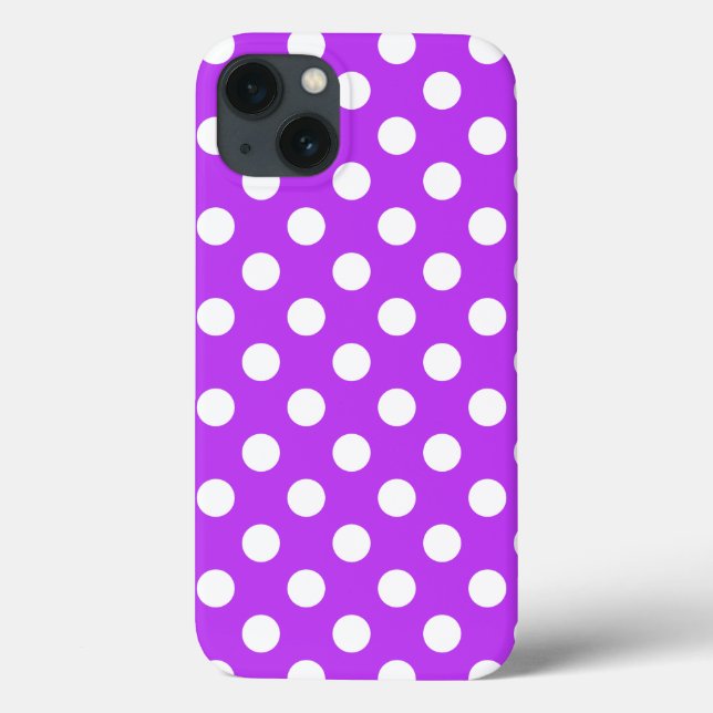 White polka dots on bright purple Case-Mate iPhone Case (Back)