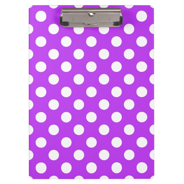 White polka dots on bright purple clipboard (Front)