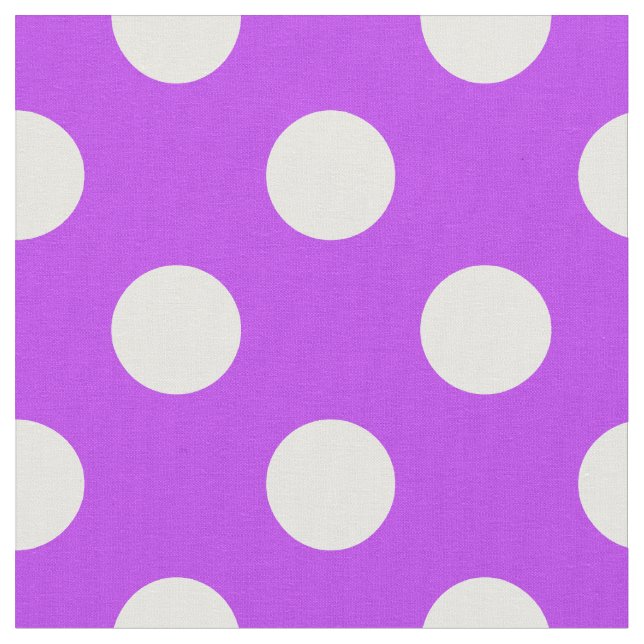 White polka dots on bright purple fabric (Close Up)