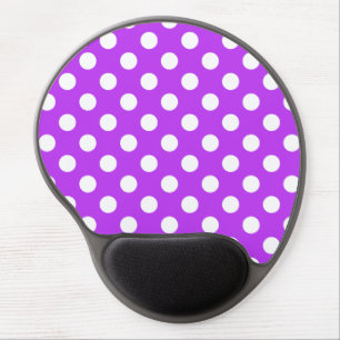 White polka dots on bright purple gel mouse pad