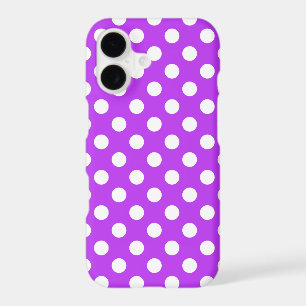 White polka dots on bright purple iPhone 17 case