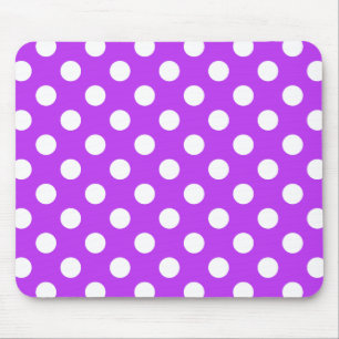 White polka dots on bright purple mouse pad