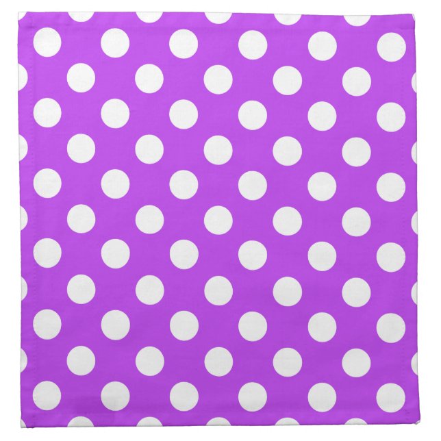 White polka dots on bright purple napkin (Front)