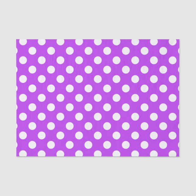 White polka dots on bright purple tissue paper (Front)