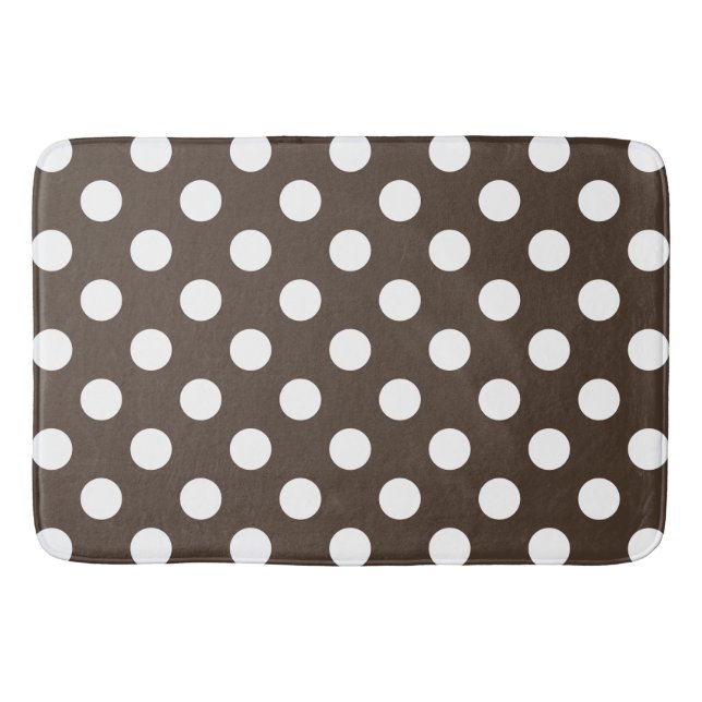 White polka dots on brown bathroom mat (Front)