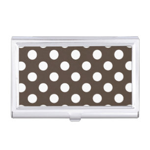 White polka dots on brown business card case