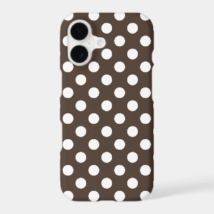 White polka dots on brown iPhone 17 case
