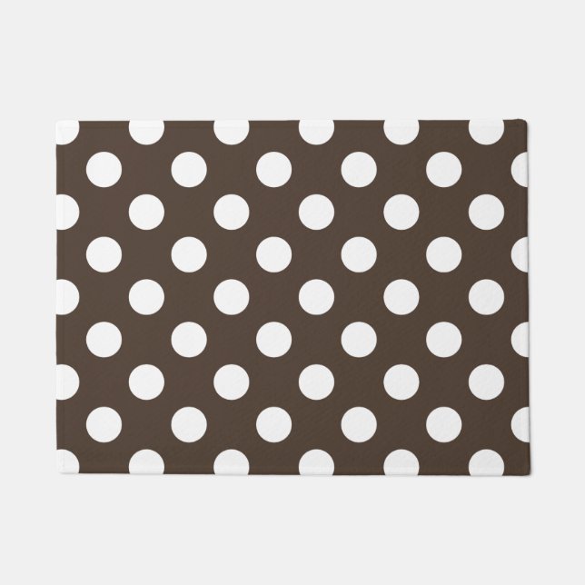 White polka dots on brown doormat (Front)