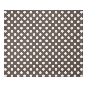 White polka dots on brown duvet cover