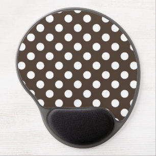 White polka dots on brown gel mouse pad