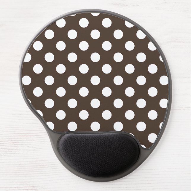White polka dots on brown gel mouse pad (Front)