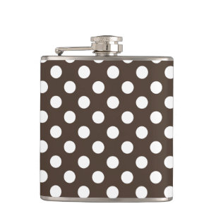 White polka dots on brown hip flask