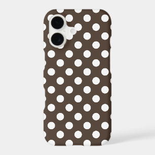 White polka dots on brown iPhone 17 case