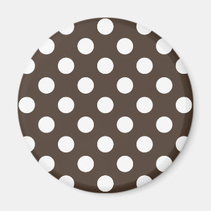 White polka dots on brown magnet