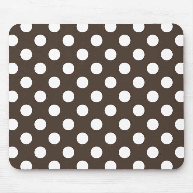 White polka dots on brown mouse pad (Front)