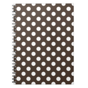 White polka dots on brown notebook