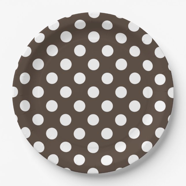 White polka dots on brown paper plates (Front)