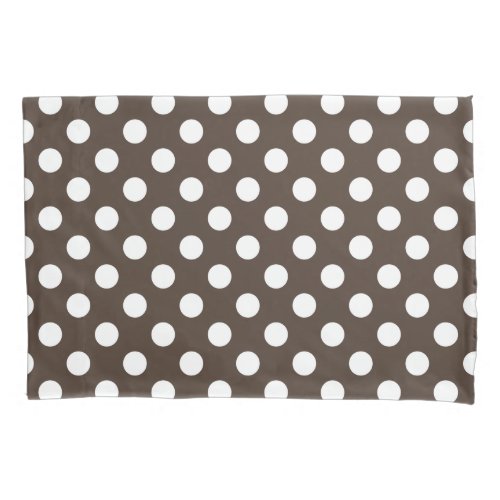 White polka dots on brown pillow case
