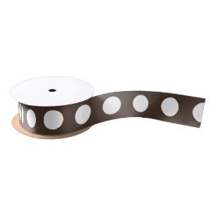 White polka dots on brown satin ribbon