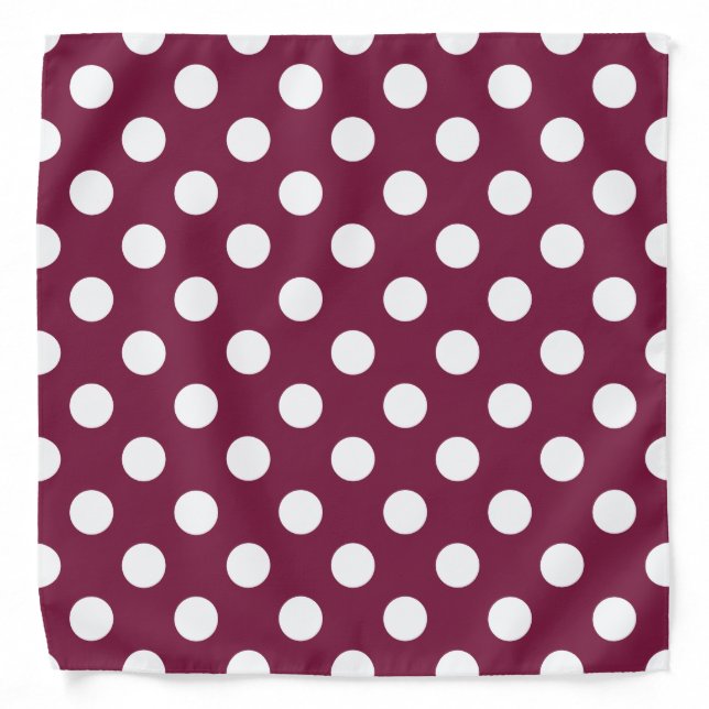 White polka dots on burgundy bandana (Front)
