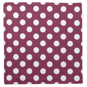 White polka dots on burgundy cloth napkin