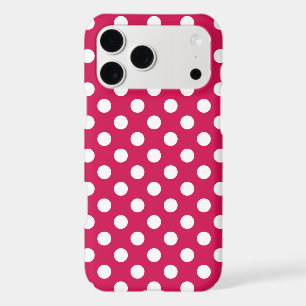 White polka dots on cerise iPhone 17 pro max case
