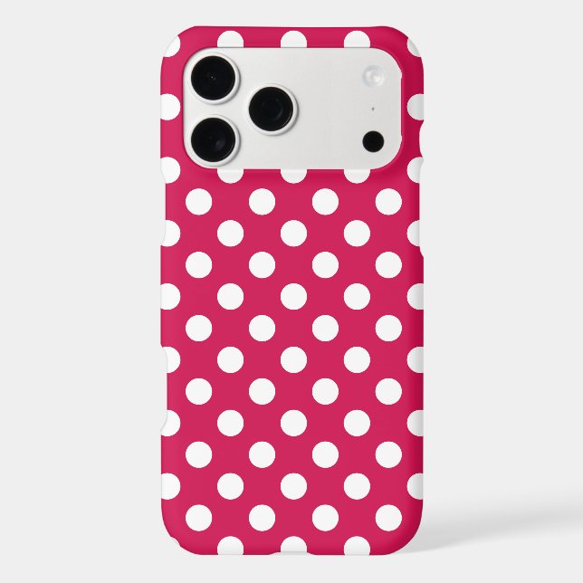 White polka dots on cerise Case-Mate iPhone case (Back)