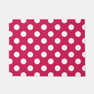 White polka dots on cerise doormat