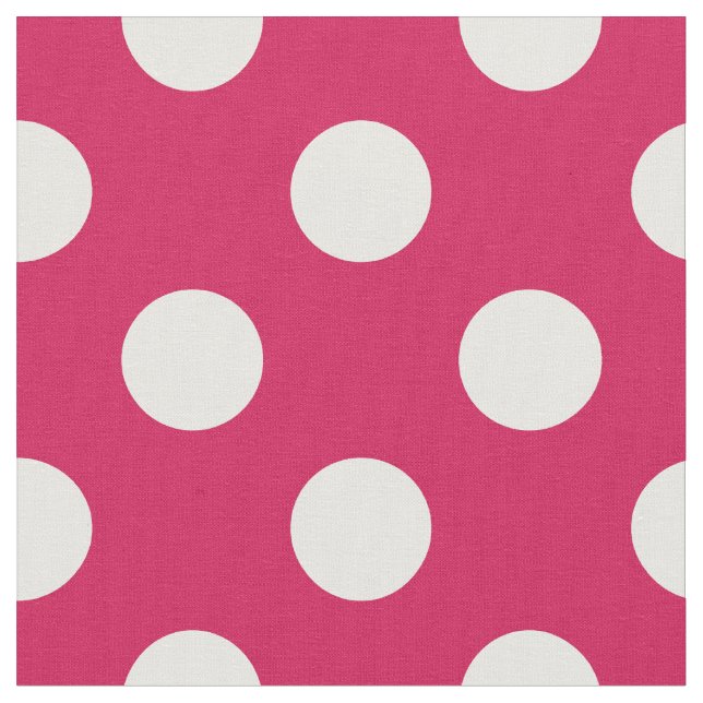 White polka dots on cerise fabric (Close Up)