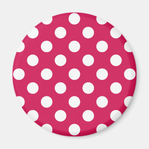 White polka dots on cerise magnet