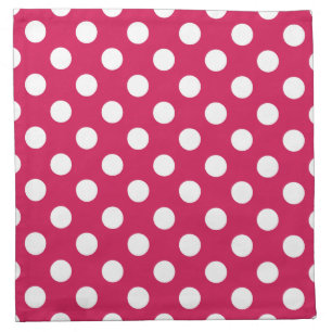 White polka dots on cerise napkin