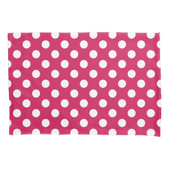 White polka dots on cerise pillowcase (Front)