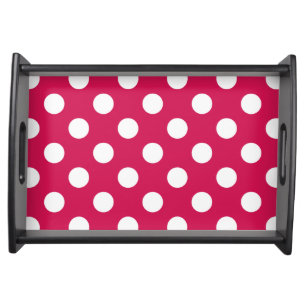 White polka dots on cerise serving tray