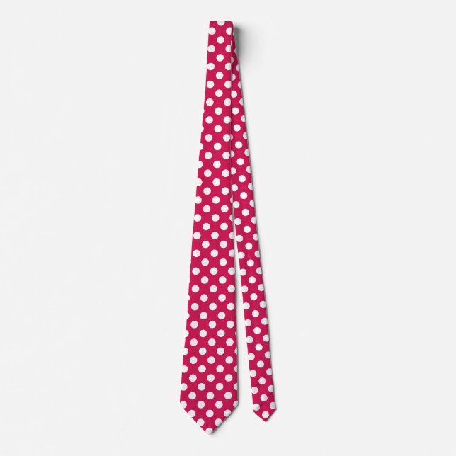 White polka dots on cerise tie (Front)