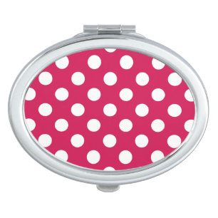 White polka dots on cerise vanity mirror