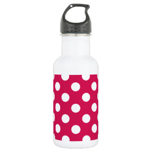 White polka dots on cerise water bottle