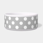 White Polka Dots on Chrome Grey Background Bowl<br><div class="desc">White polka dots on chrome grey background
White circles patterns steel gray background 
pale grey background with white dots
white circles on concret grey background</div>