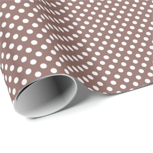 White Polka Dots on Cognac Brown Wrapping Paper