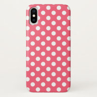 White polka dots on coral