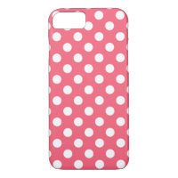 White polka dots on coral