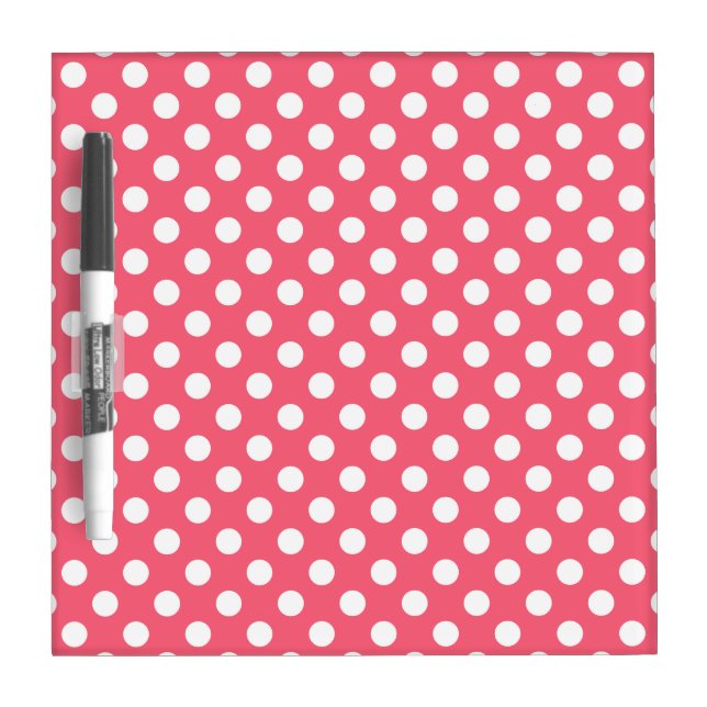 White polka dots on coral Dry-Erase board (Front)