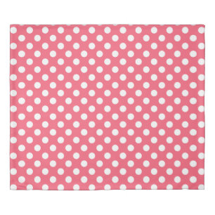 White polka dots on coral duvet cover