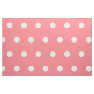 White Polka Dots on Coral Fabric