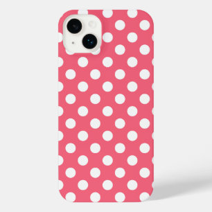 White polka dots on coral iPhone 14 plus case