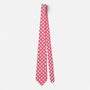 White polka dots on coral neck tie