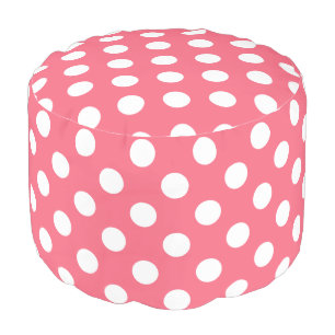 White polka dots on coral pouf