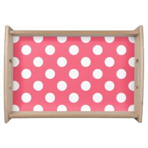 White polka dots on coral serving tray