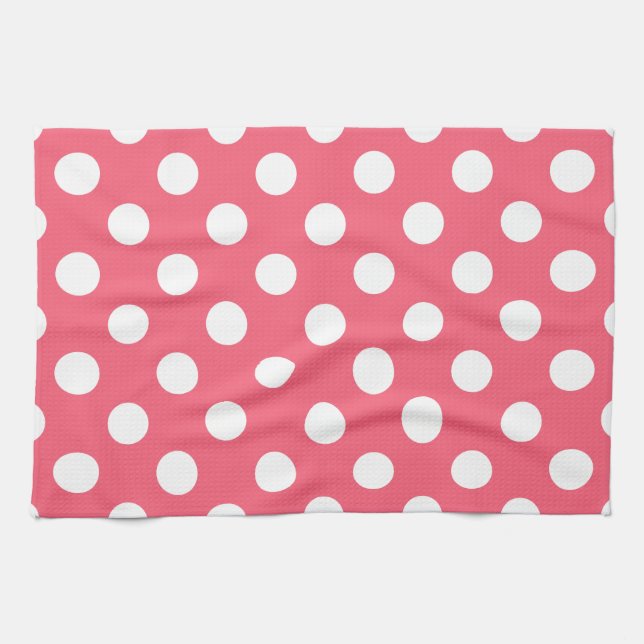 White polka dots on coral towel (Horizontal)